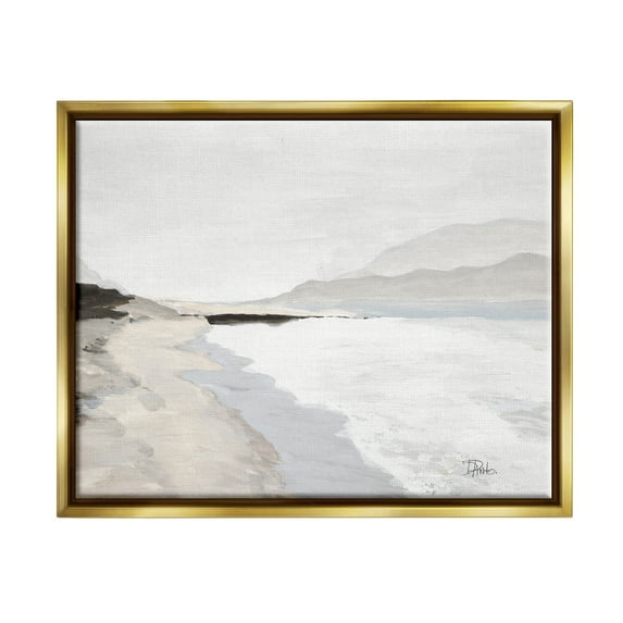 Beach Foam Coastal Shore Coastal Painting Metallic Gold Framed Art Print Wall Art