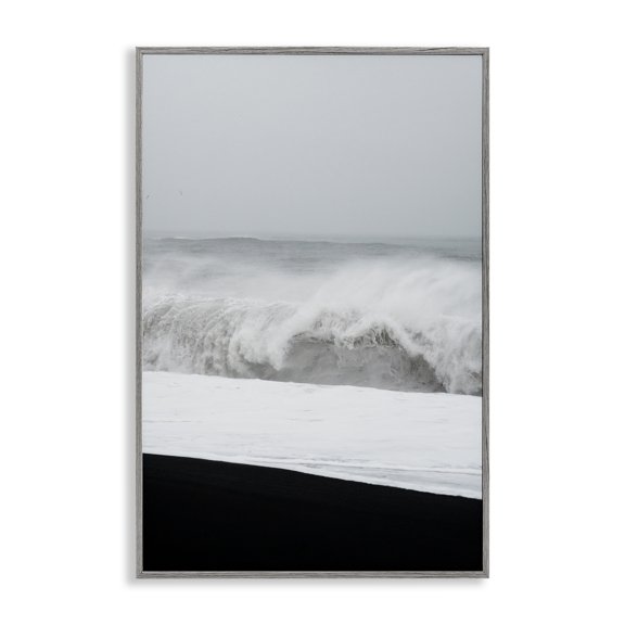 Stupell Industries Beach Foam Crashing Gray Framed Giclee Art, design by Jade Sharp Photo, 18 x 12