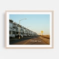thumbnail image 1 of Beach Front Road - Queens New York Photography Beach House Vintage Coastal Architecture Street Photography Minimalist Boardwalk Oak Framed Wall Art Print 12 x 16 inches, 1 of 3