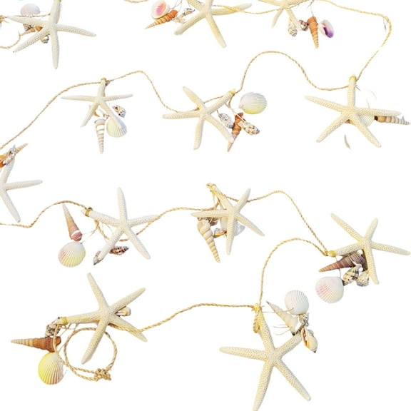 Beach Garland Seashell & 12 Pc Real Starfish Garland 10ft+ (120"), Nautical Decor, Beach Theme Party Decorations