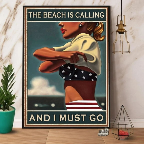 Beach Girl The Beach Is Calling I Must Go Summer Time Lovers Paper Poster No Home Decor, Vintage Art Print, Haging Poster, Cute Birthday Gift, Wall Art NO FRAMED POSTER