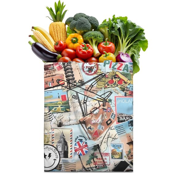 Beach Girl Canvas Tote Bag – Vintage Paris Travel Style Reusable Eco-Friendly Shopping Tote