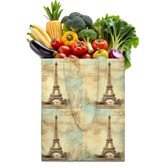 Beach Girl Canvas Tote Bag – Vintage Style Paris Travel Reusable Shopping Tote