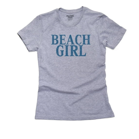 Beach Girl Large Text Graphic Women's Cotton Grey T-Shirt