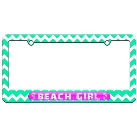 Beach Girl Pink, Island Palm Trees License Plate Tag Frame, Multiple Colors