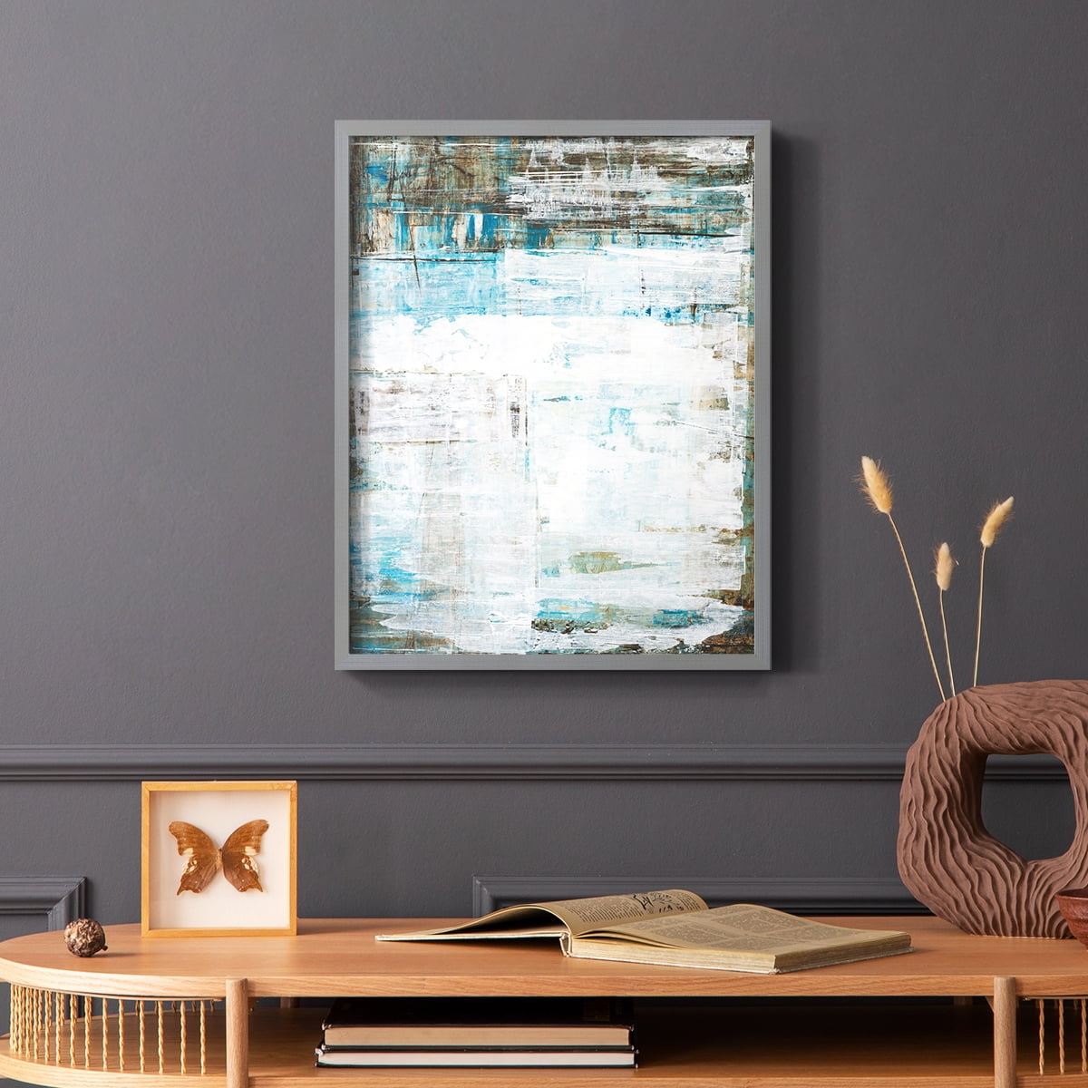 Beach Glass Framed Print in Gray Solid Wood Framed Print No Nail Hanging