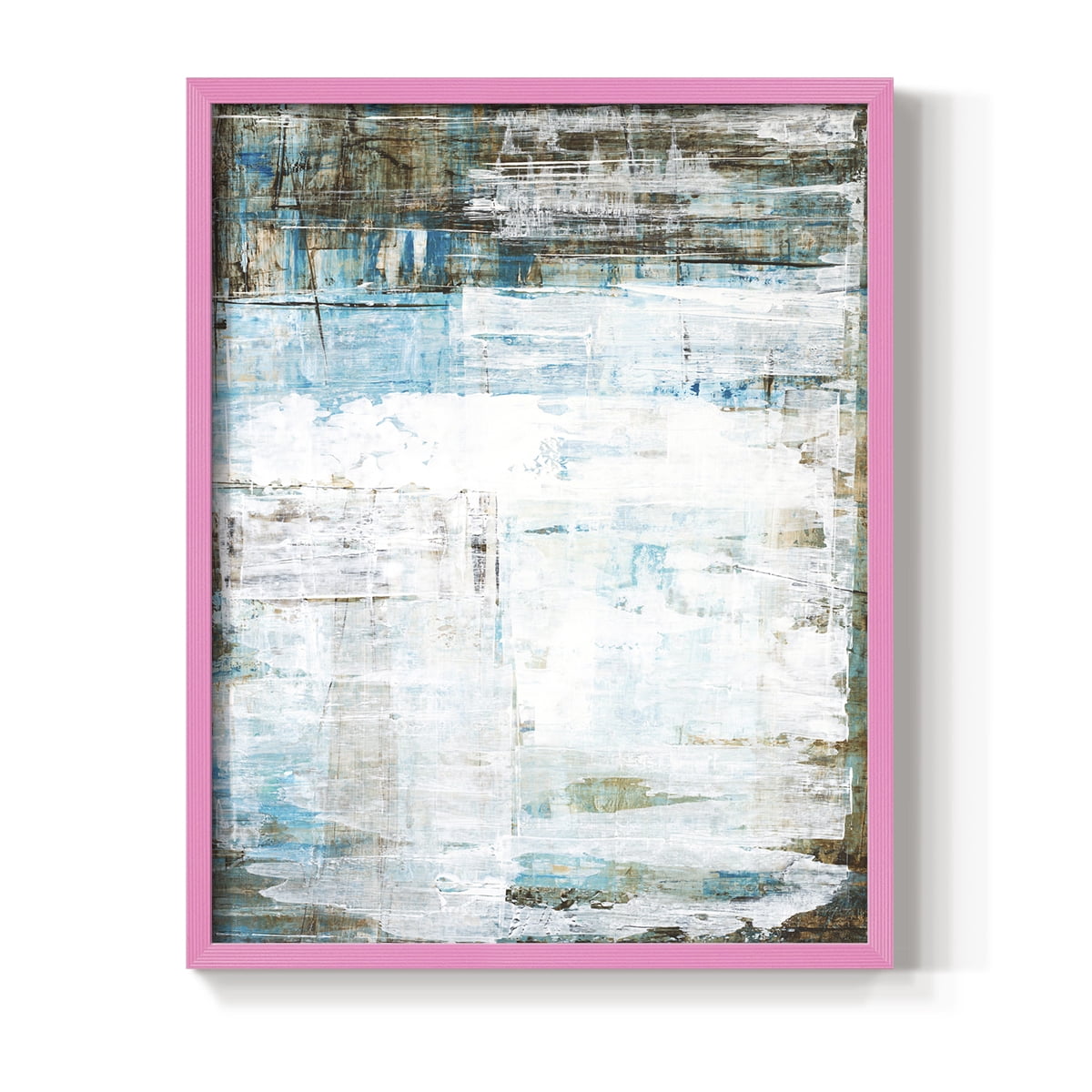 Beach Glass Framed Print in Pink Solid Wood Framed Print No Nail Hanging