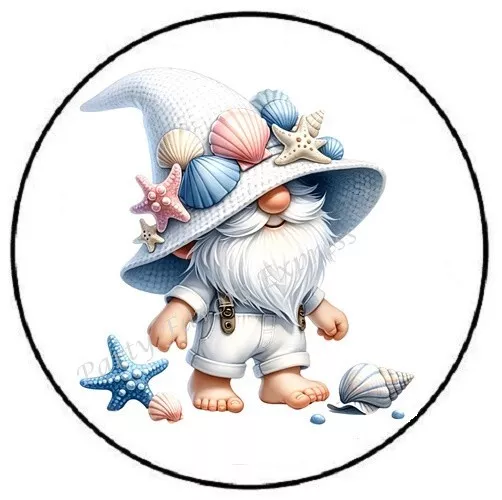 Beach Gnome With Shells Sticker Party Favors Sticker Envelope Seals ...