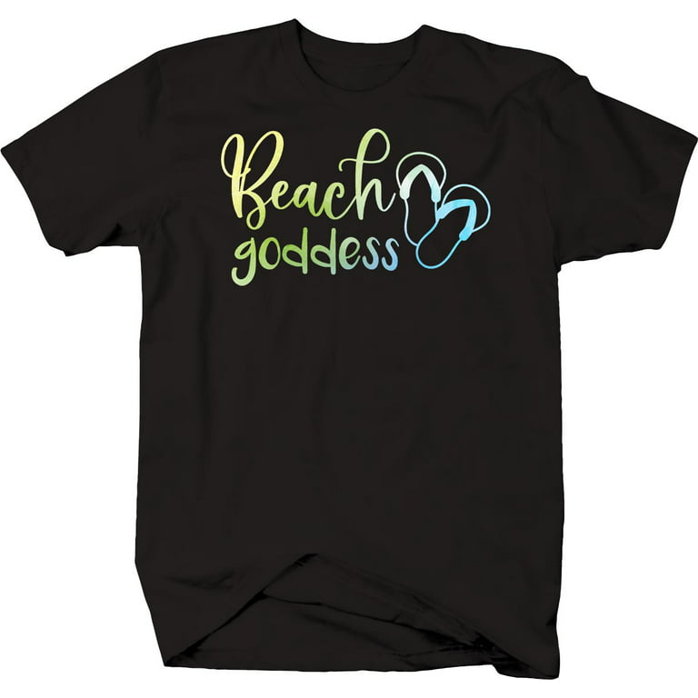 Beach Goddess Flip Flops Summer Sunshine Sand Water Fun Shirt Xlarge Black  