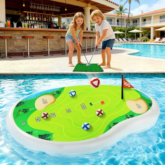 Beach Golf,Inflatable Games,Pool Toys for Kids and Adults, Floating Swimming Pool Game with Golf Balls and Chipping Green, Outdoor Toys for Kids Aged 5 & Up(Green)
