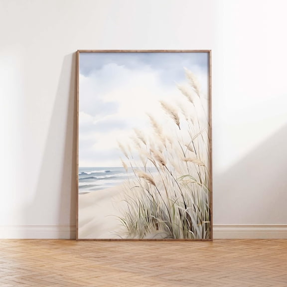 Beach Grass Wall Art Print, Coastal Pampas Grass Decor, Ocean Wall Art, Neutral Beachy Print, Coastal Wall Art, Wall Art Home Decor #248, Unframed Canvas Size 16x24