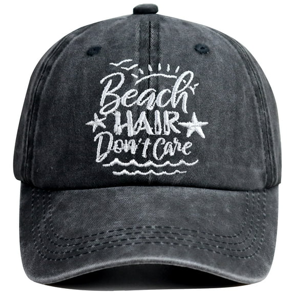 Beach Hair Don’t Care Hat, Wash Cotton Adjustable Embroidered Baseball Cap