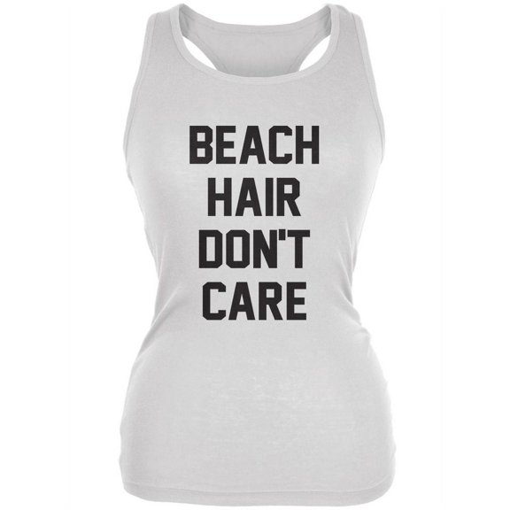 Beach Hair Don't Care White Juniors Soft Tank Top - 2X-Large