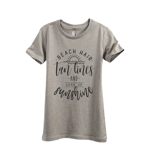 Beach Hair Tan Lines Sunshine Women's Fashion Relaxed T-Shirt Tee Heather Tan 2X-Large
