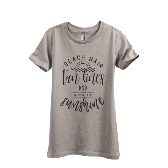 Beach Hair Tan Lines Sunshine Women's Fashion Relaxed T-Shirt Tee Heather Tan Large