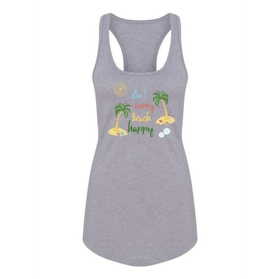Beach Happy, Palm Trees Racerback Tank Women -Image by Shutterstock, Female x-Large