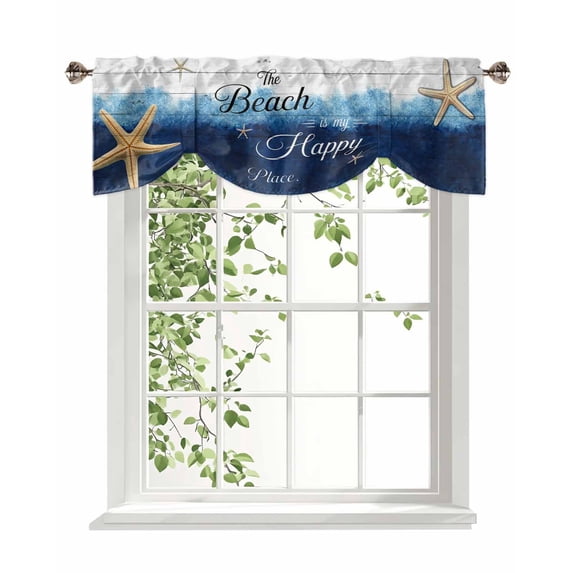 The Beach Is My Happy Place Tie Up Valances Curtain, Summer Starfish ...