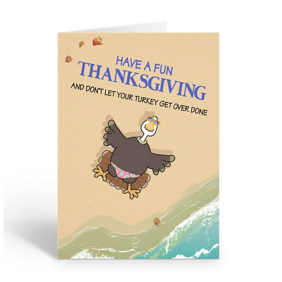 Beach Happy Thanksgiving Greeting Card - 12 Cards with Envelopes - Thanksgiving