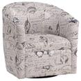 thumbnail image 1 of Beach Harbor Gray Coastal Patterned Polyester Fabric Swivel Accent Chair, 1 of 8
