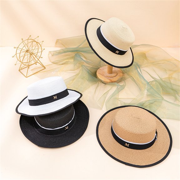 Beach Hat Large Brim UV-proof Flat Top Fashion Summer Women Visor Cap for Outdoor