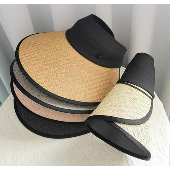 Beach Hat, Visor Hats for Women, Straw Summer Durabile Breathable Sunhat with an Innovatively Designed Adjustable Elastic Buckle to Adjust the Head Circumference 22"-24", Pink