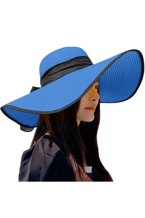 Beach Hats For Women Big Straw Wide Brim Summer Hat Floppy Foldable Roll Up Cap Sun Hat