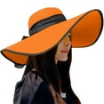 thumbnail image 1 of Beach Hats For Women Big Straw Wide Brim Summer Hat Floppy Foldable Roll Up Cap Sun Hat, 1 of 4
