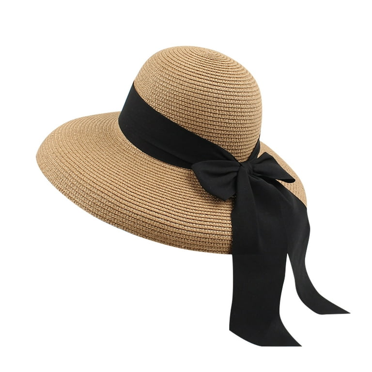 Women Fashion Summer Bow Straw Foldable Hat Beach Sun Protection