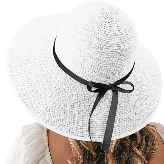 Beach Hats For Women Big Straw Wide Brim Summer Hat Floppy Foldable Roll Up Cap Sun Hat Floppy Hat for Men Hat Circumference Rain Hat for Women Running Hat Cover Hat Mens Sunhat Adjustable Hat for