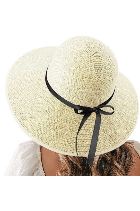 Beach Hats for Women Big Straw Wide Brim Summer Hat Floppy Foldable Roll up Cap Sun Hat Womens Beach Fedora Hat Pong Hats Flop Hats Zookeeper Hat Women Headhunter Hat Hats for Natural Hair