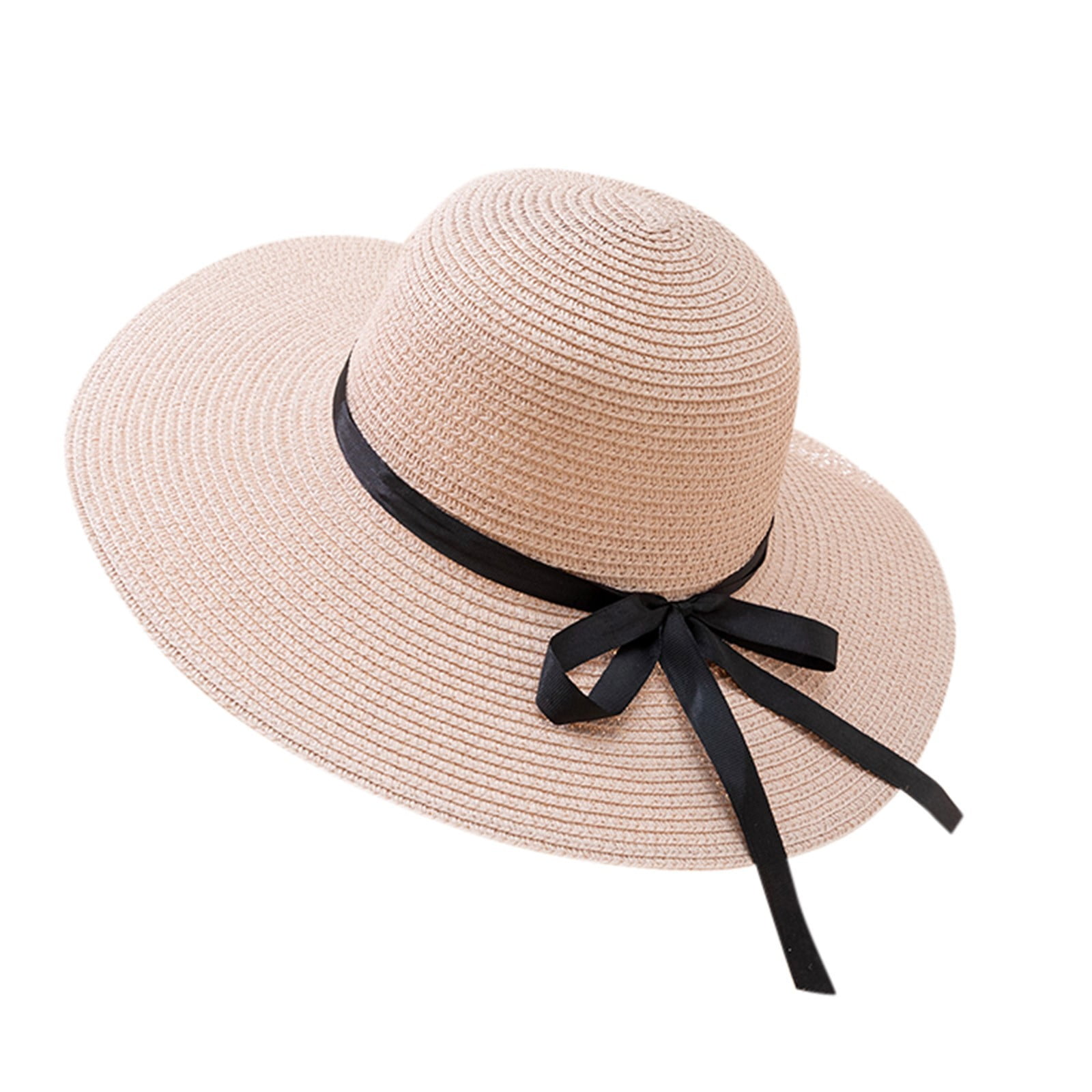 Beach Hats for Women, Fadeal Womens Wide Brim Sun Hat with Wind Lanyard ...