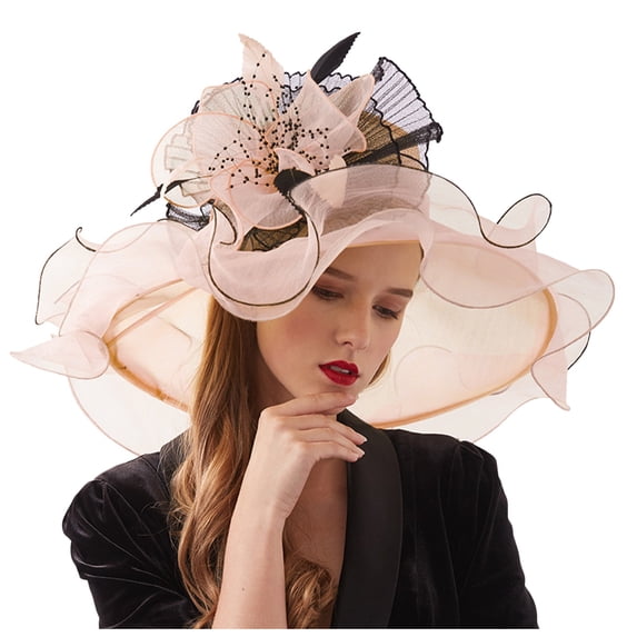 Beach Hats for Women , Sun Hats for Women Packable , Large Brim Sun Hats for Women Elegant Women's Fascinator Hat for Garden Tea Parties and Wedding Events