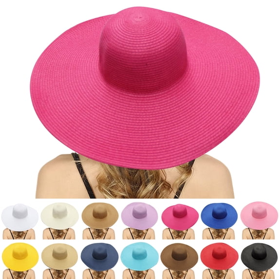 Beach Hats for Women Big Straw Wide Brim Summer Hat Beautiful Solid ...