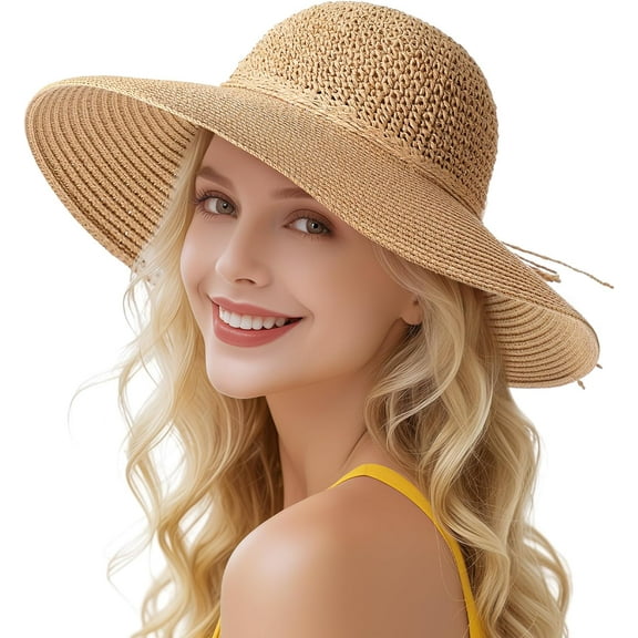 Beach Hats for Women - Straw Hat, Sun Hats for Women UPF 50  UV Protection, Beach Hat Packable Foldable
