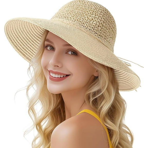 Beach Hats for Women Summer Straw Sun Hat Wide Brim Crochet Hats