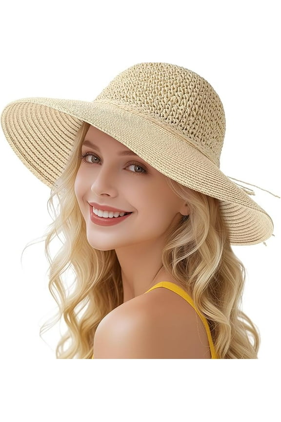 Beach Hats for Women Summer Straw Sun Hat Wide Brim Crochet Hats