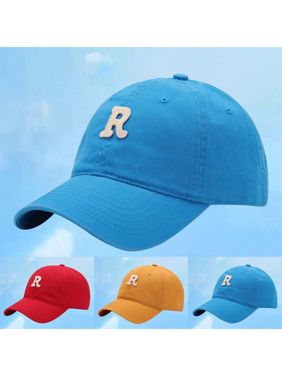 Beach Hats for Women Unisex R Letter Embroidered Curved Brim Baseball Cap Daily Wear Watermelon Red One Size