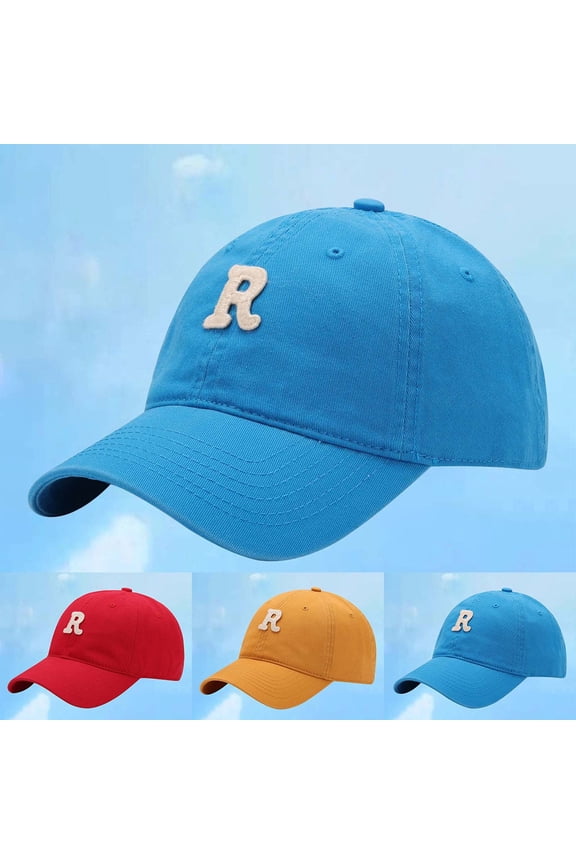 Beach Hats for Women Unisex R Letter Embroidered Curved Brim Baseball Cap Daily Wear Watermelon Red One Size