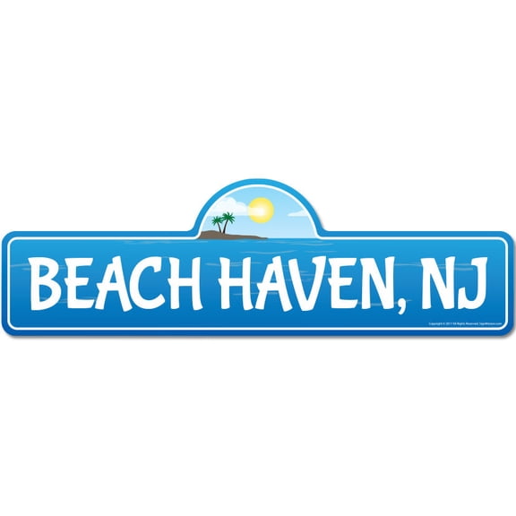 Beach Haven NJ New Jersey Beach Street Sign | Indoor/Outdoor | Surfer Ocean Lover Décor For Beach House Garages Living Rooms Bedroom | Signmission Personalized Gift