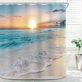 thumbnail image 1 of Beach Hawaiian Sea Sunset Shower Curtain for Bathroom Decor 72Wx72H Ocean Wave Sunrise Tropical Coastal Seaside Summer Scenery Art Printed Fabric Polyester Waterproof 12 Pack Plastic Hooks, 1 of 6