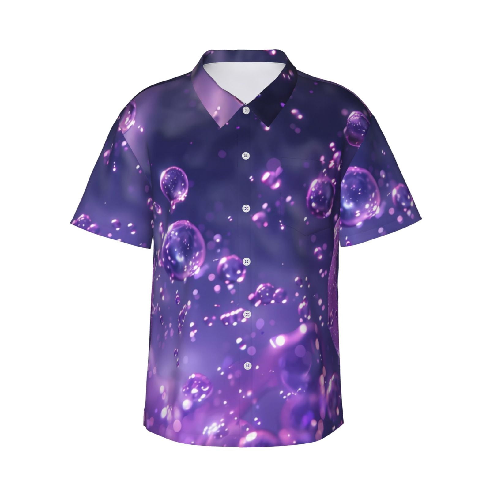 Short Sleeve Tropical Hawaiian Shirt - Purple