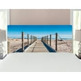thumbnail image 1 of Beach Headboard, Empty Beach with Pathway Mediterranean Heaven Serene Quiet Nobody Summer Peace Theme, Upholstered Decorative Metal Bed Headboard with Memory Foam, Full Size, Cream Blue, by Ambesonne, 1 of 4