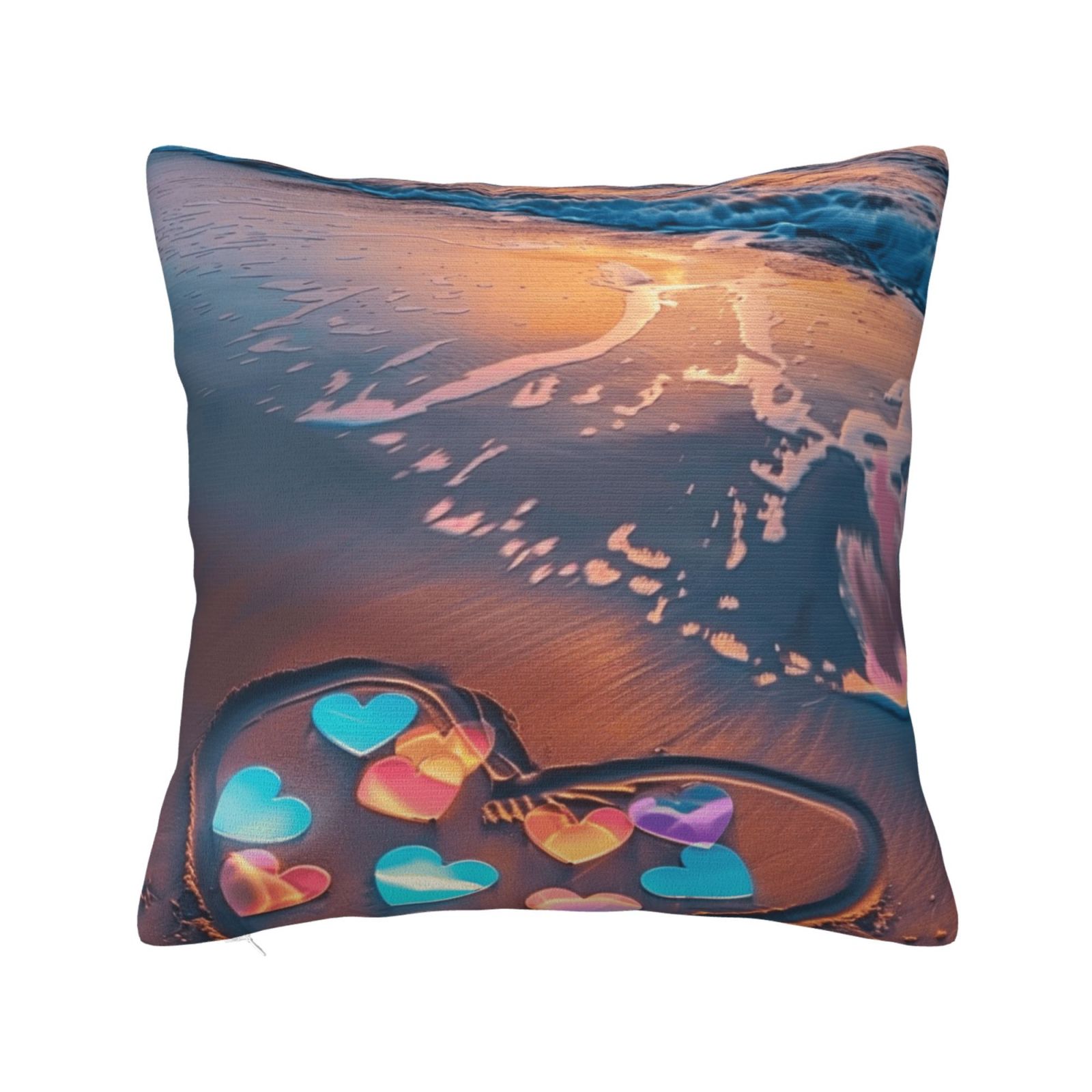 Beach Heart Sunset Pillow cover square cushion cover suitable for