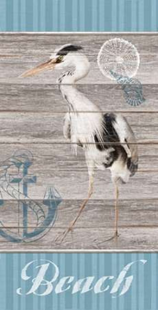 Beach Heron Canvas Art - Sam Appleman (10 x 20)
