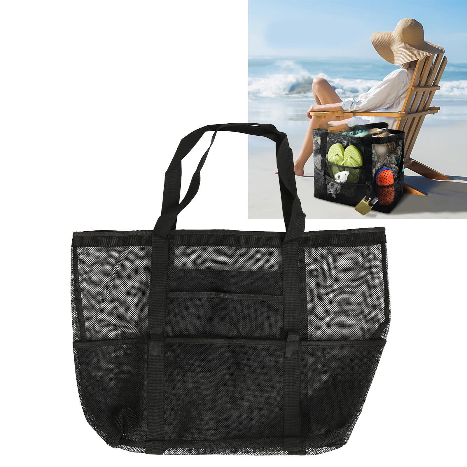 Beach Hollow Mesh Bag, 40L Beach Bag Durable For Outdoor