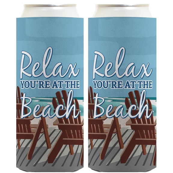 Beach House Accessories Relax You're at the Beach 2-Pack Ultra Slim Can Thermocoolers