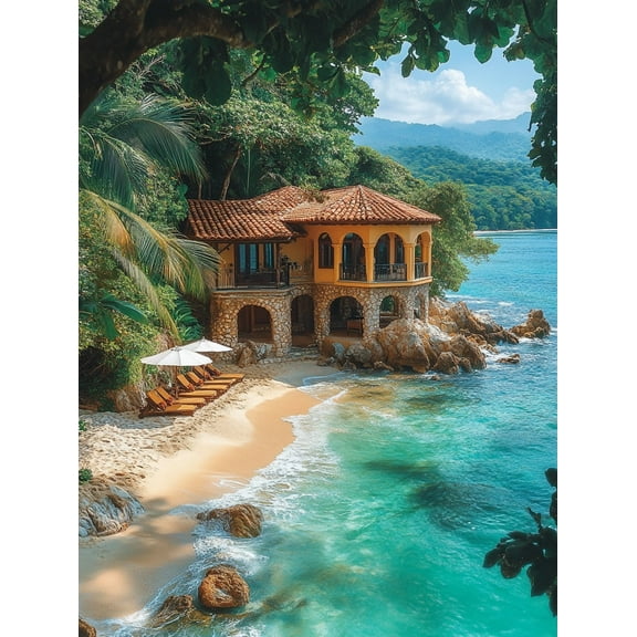 Beach House Coastal Canvas Print/Wall Art Perfect for Living Room Bedroom Bathroom Office and Hotel Decoration.