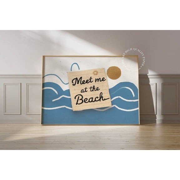 Beach House Coastal Ocean Wave Wall Art, Unframed Canvas 8x10in