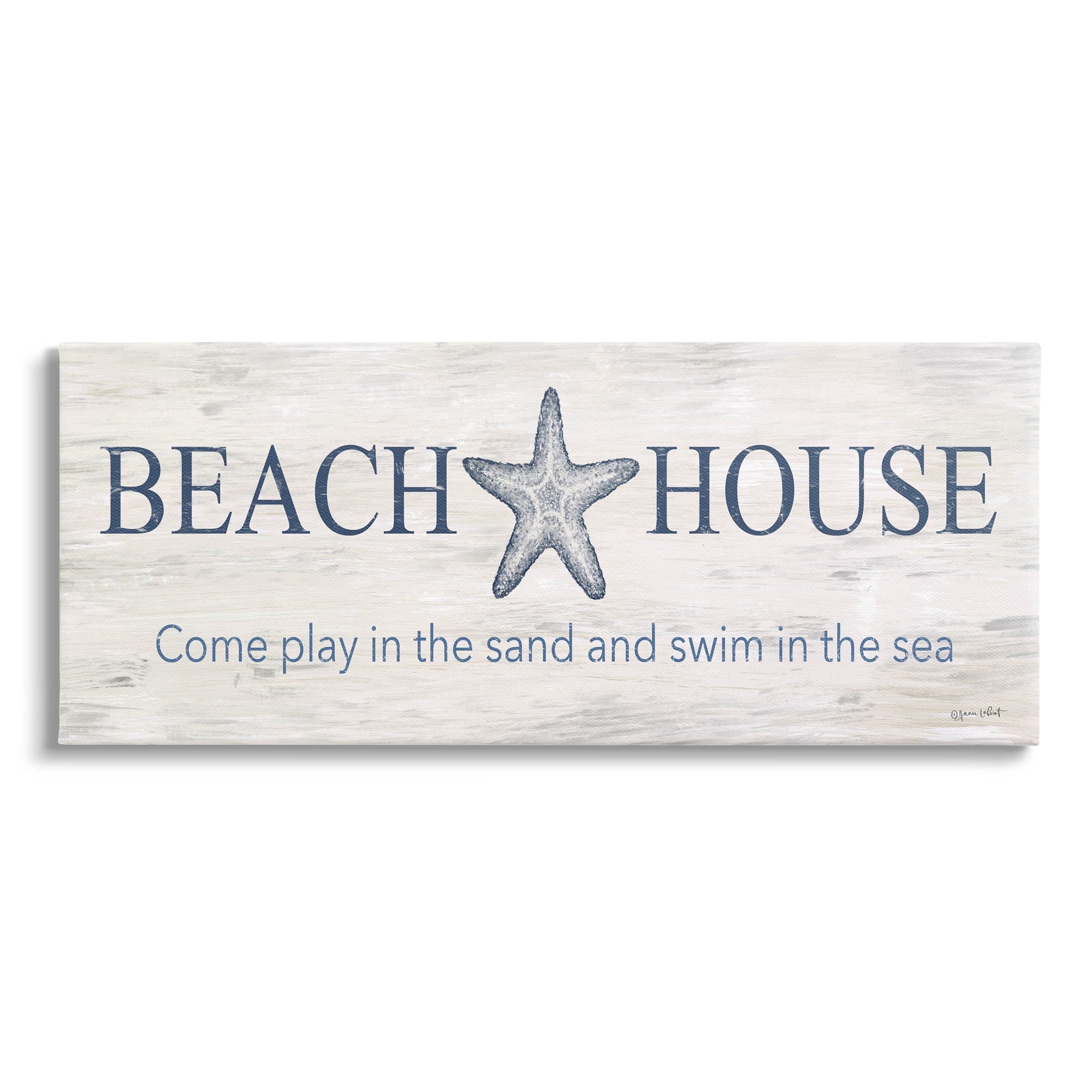 Beach House Come Play Nautical Phrase Coastal Graphic Art Gallery Wrapped Canvas Print Wall Art