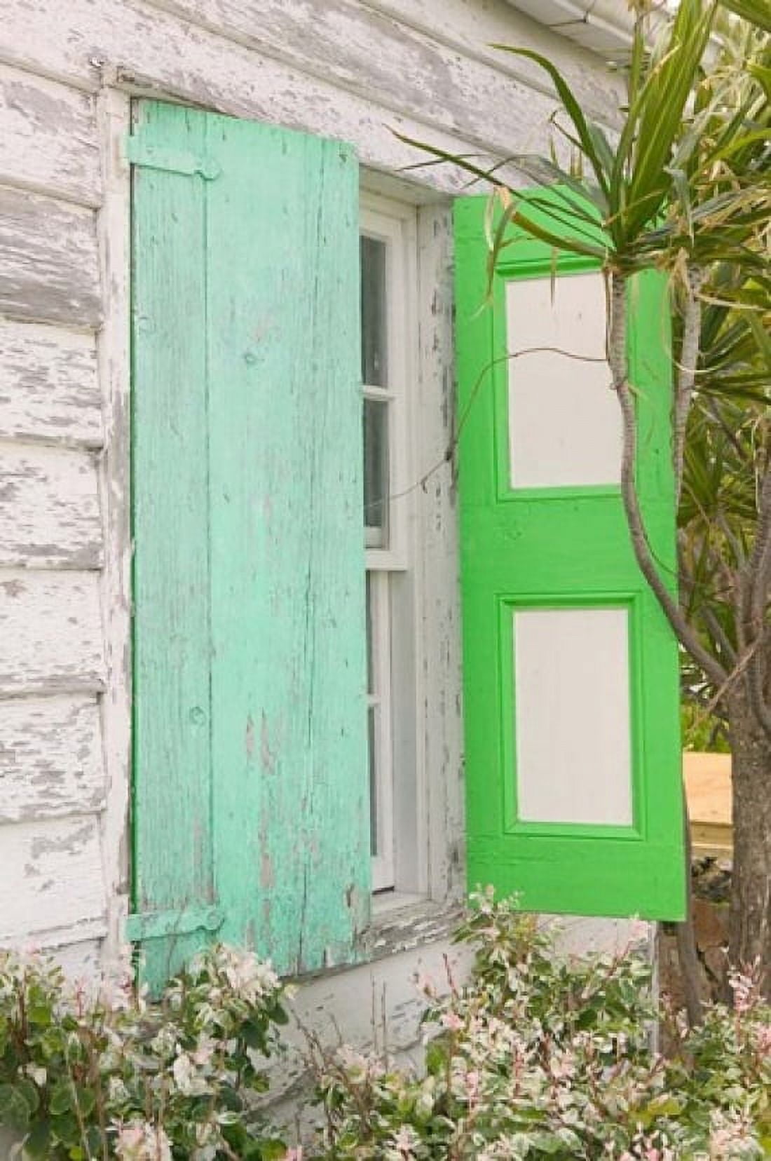 Beach House Green shutters Loyalist Cays Bahamas Caribbean Canvas Art - Walter Bibikow DanitaDelimont (11 x 17)